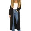 Show Me Your Mumu Lombardi Long Cardigan With Faux Fur Trim Black -Fashion Womens Discount Store SHOW WK59 V1