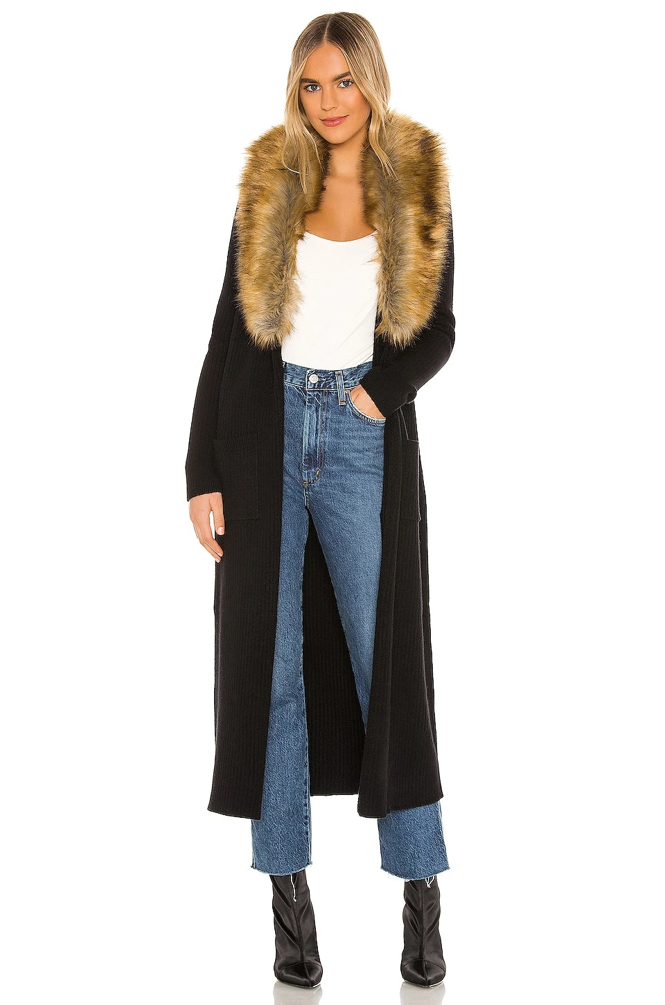 Show Me Your Mumu Lombardi Long Cardigan With Faux Fur Trim Black 3 Show Me Your Mumu Lombardi Long Cardigan With Faux Fur Trim Black
