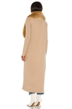 Show Me Your Mumu Lombardi Long Cardigan Taupe With Faux Fur -Fashion Womens Discount Store SHOW WK83 V3