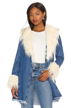 Show Me Your Mumu Penny Lane Faux Fur Coat Pacific Tide