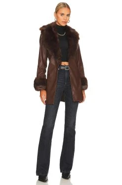 Show Me Your Mumu Penny Lane Faux Leather Jacket Chocolate