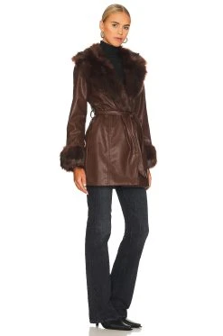 Show Me Your Mumu Penny Lane Faux Leather Jacket Chocolate -Fashion Womens Discount Store SHOW WO63 V3