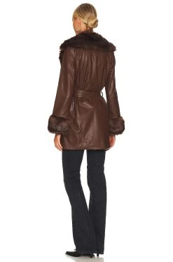 Show Me Your Mumu Penny Lane Faux Leather Jacket Chocolate -Fashion Womens Discount Store SHOW WO63 V4