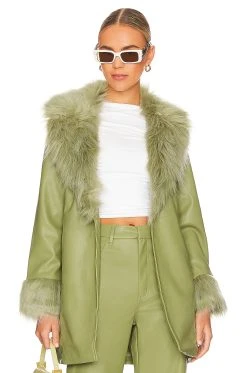 Show Me Your Mumu Penny Lane Faux Leather Jacket Sage