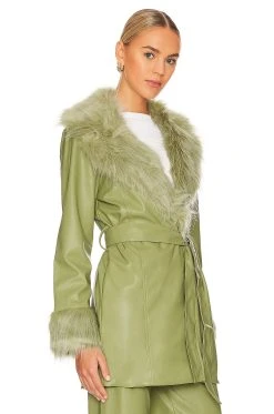 Show Me Your Mumu Penny Lane Faux Leather Jacket Sage -Fashion Womens Discount Store SHOW WO69 V3
