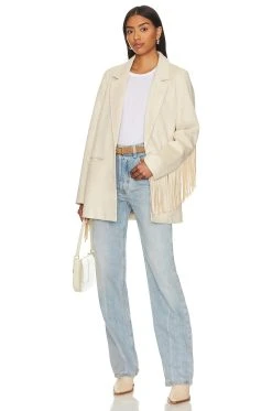 Show Me Your Mumu Sierra Fringe Jacket Cream Faux Suede -Fashion Womens Discount Store SHOW WO75 V5