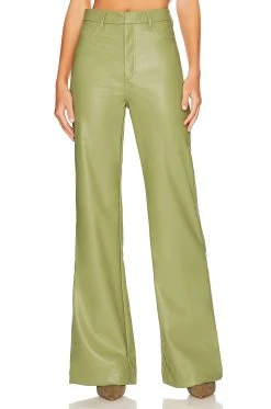 Show Me Your Mumu Tribeca Faux Leather Flare Pants Sage