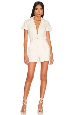 Show Me Your Mumu Outlaw Romper White Denim
