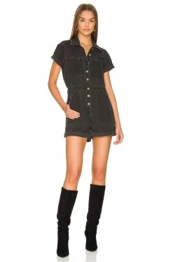 Show Me Your Mumu Cannon Romper Washed Black