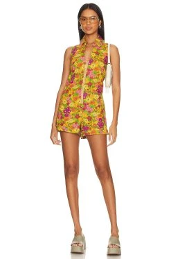 Show Me Your Mumu Reno Romper Carnaby Floral Denim