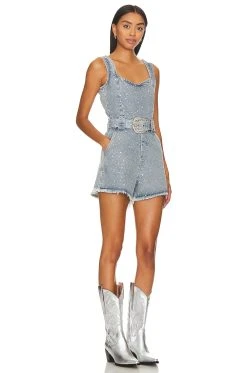 Show Me Your Mumu Spears Romper Embellished Indigo 7 Show Me Your Mumu Spears Romper Embellished Indigo -Fashion Womens Discount Store SHOW WR152 V2