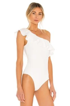 Show Me Your Mumu Ophelia Ruffle Bodysuit Bone Stretch -Fashion Womens Discount Store SHOW WS337 V3