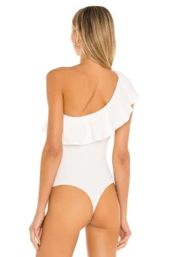 Show Me Your Mumu Ophelia Ruffle Bodysuit Bone Stretch -Fashion Womens Discount Store SHOW WS337 V4