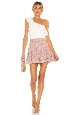 Show Me Your Mumu Ophelia Ruffle Bodysuit Bone Stretch -Fashion Womens Discount Store SHOW WS337 V5