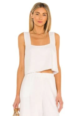 Show Me Your Mumu Tara Crop Top White Linen