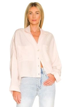 Show Me Your Mumu Jessicas Button Down Shell Pink Linen