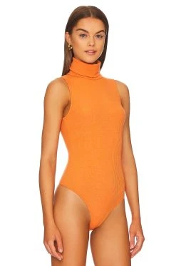 Show Me Your Mumu Turtle Bodysuit Burnt Orange Rib Knit -Fashion Womens Discount Store SHOW WS412 V3