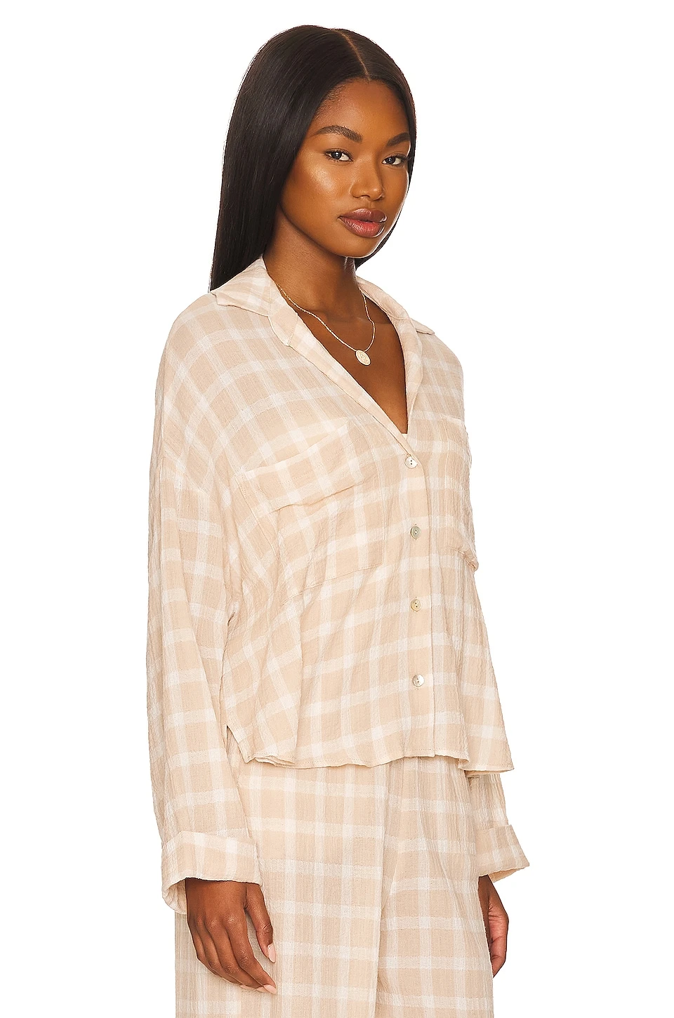Show Me Your Mumu Jessicas Button Down Cream Plaid 4 Show Me Your Mumu Jessicas Button Down Cream Plaid - Image 2