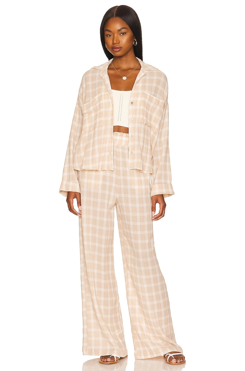 Show Me Your Mumu Jessicas Button Down Cream Plaid 6 Show Me Your Mumu Jessicas Button Down Cream Plaid - Image 4