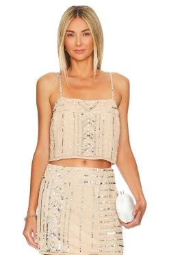 Show Me Your Mumu Pearly Top White Pearl Sequins