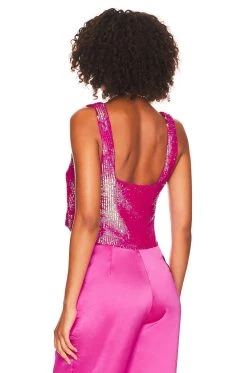 Show Me Your Mumu Tara Crop Top Pink Disco Sequin -Fashion Womens Discount Store SHOW WS425 V3