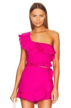 Show Me Your Mumu X REVOLVE Leni Ruffle Top Hot Pink