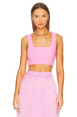 Show Me Your Mumu Ansley Crop Top Pink Luxe Satin