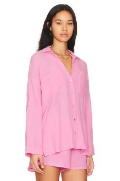 Show Me Your Mumu Weekday Button Up Bubblegum -Fashion Womens Discount Store SHOW WS452 V3
