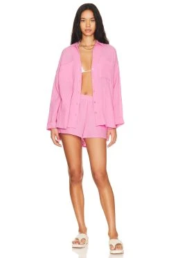 Show Me Your Mumu Weekday Button Up Bubblegum -Fashion Womens Discount Store SHOW WS452 V5