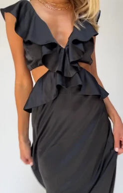 Show Me Your Mumu Zoey Midi Dress ~ Black Luxe Satin -Fashion Womens Discount Store Screenshot2023 08 08at5.44.41PM