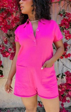 Show Me Your Mumu Gio Sweater Romper ~ Hot Pink Knit