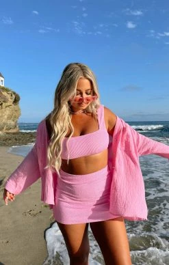 Show Me Your Mumu Weekday Button Up ~ Bubblegum Gauze -Fashion Womens Discount Store Tezza 8324