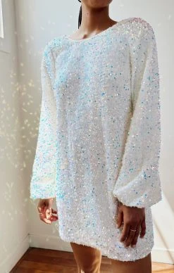 Fashion Womens Discount Store 29 Show Me Your Mumu Clarabelle Dress ~ White Sparkle Sequin