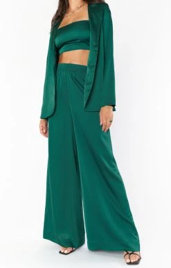 Show Me Your Mumu Irwin Pants ~ Emerald Luxe Satin