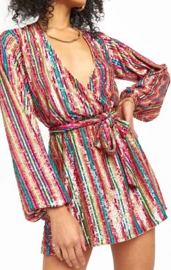 Fashion Womens Discount Store 35 Show Me Your Mumu Wear Me Out Dress ~ Disco Rainbow Stripe
