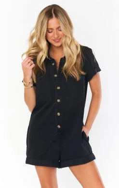 Show Me Your Mumu Range Romper ~ Washed Black