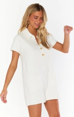 Show Me Your Mumu Gio Sweater Romper ~ White Knit -Fashion Womens Discount Store fall23 allyliv 12.1528113