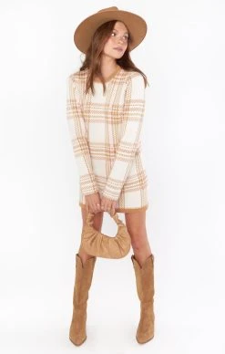 Show Me Your Mumu Avenue Sweater Dress ~ Neutral Plaid Knit -Fashion Womens Discount Store image 73980cf4 4ffa 4675 b87f 386fe21d35d6