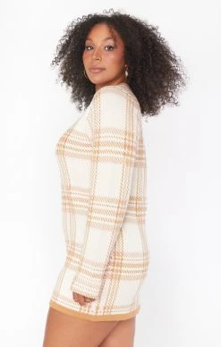 Show Me Your Mumu Avenue Sweater Dress ~ Neutral Plaid Knit -Fashion Womens Discount Store image a0ce2596 6bde 42e9 8275 d088a304f7b7