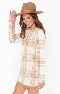 Show Me Your Mumu Avenue Sweater Dress ~ Neutral Plaid Knit -Fashion Womens Discount Store image cdada106 0f85 4c7f 94c2 cadb34041e0e