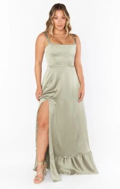 Show Me Your Mumu Clarissa Corset Dress ~ Moss Green Luxe Satin -Fashion Womens Discount Store kielebre 2.235012