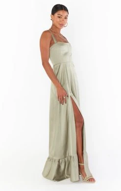 Show Me Your Mumu Clarissa Corset Dress ~ Moss Green Luxe Satin -Fashion Womens Discount Store kielebre 2.235093