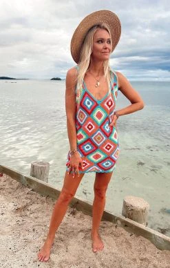 Show Me Your Mumu Libra Coverup Dress ~ Multi Square Crochet -Fashion Womens Discount Store libradress