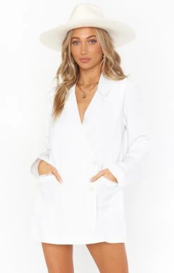 Show Me Your Mumu Escape Blazer Romper ~ White Linen
