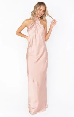 Show Me Your Mumu Jasmine Halter Maxi Dress ~ Rose Gold Luxe Satin -Fashion Womens Discount Store springbridal resortswim bri 11.2028005 Edit