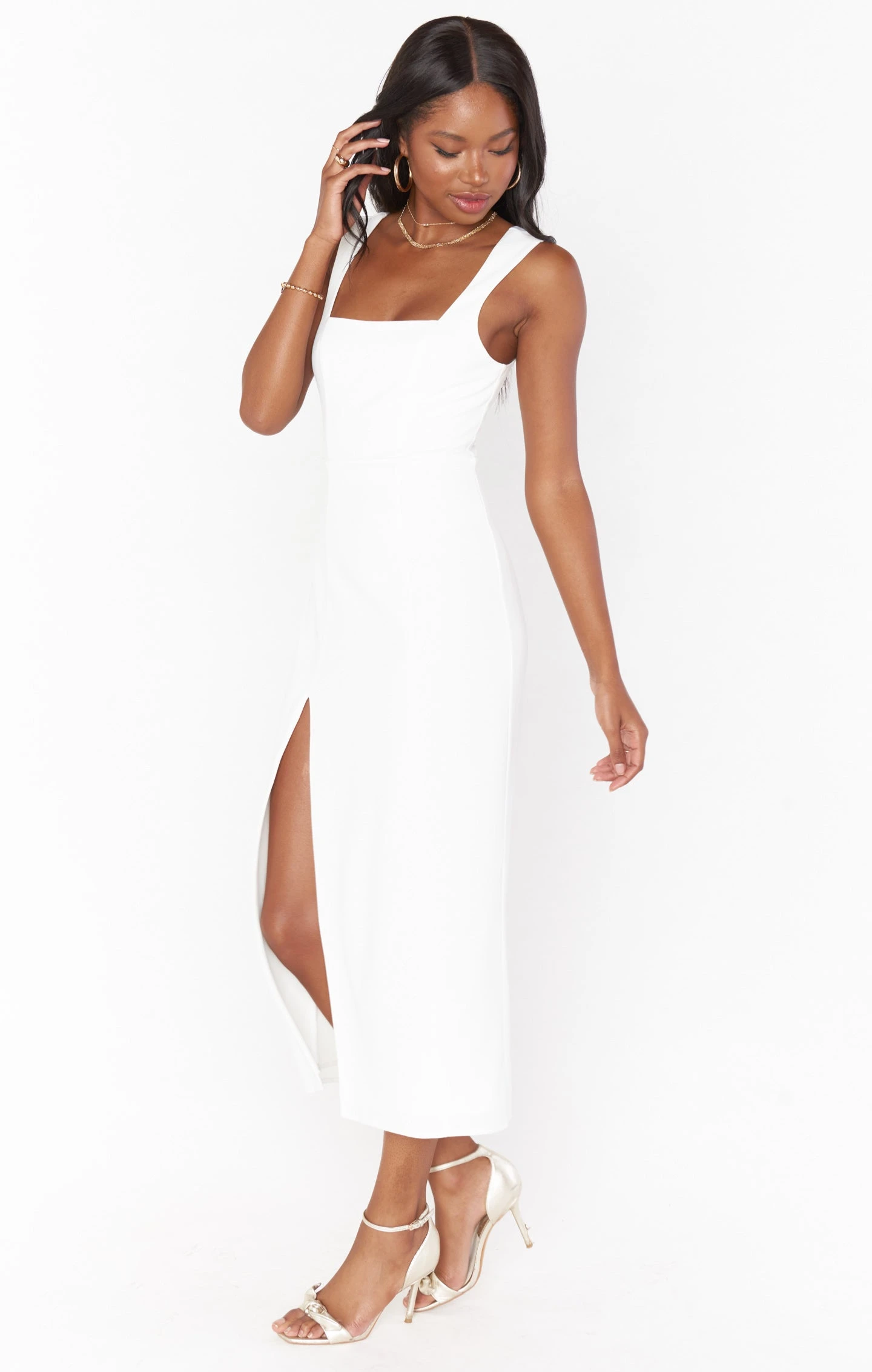 Show Me Your Mumu Eden Midi Dress ~ White Stretch 7 Show Me Your Mumu Eden Midi Dress ~ White Stretch - Image 5