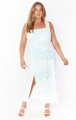 Show Me Your Mumu Eden Midi Dress ~ White Sparkle Sequin -Fashion Womens Discount Store sydnilexa 8.1814203