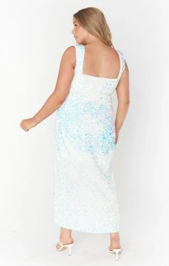 Show Me Your Mumu Eden Midi Dress ~ White Sparkle Sequin -Fashion Womens Discount Store sydnilexa 8.1814219