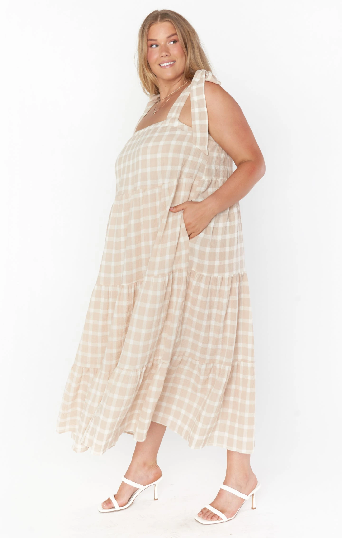 Show Me Your Mumu Arabella Maxi Dress ~ Cream Plaid 7 Show Me Your Mumu Arabella Maxi Dress ~ Cream Plaid - Image 5