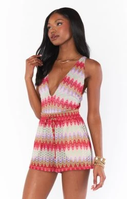 Show Me Your Mumu San Remo Shorts ~ Riviera Zigzag Crochet -Fashion Womens Discount Store torijudah 2.736865